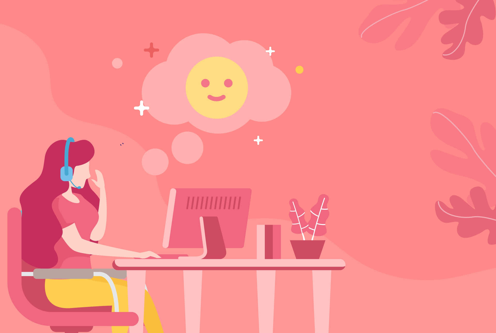 Happy Remote Worker Illustration Background