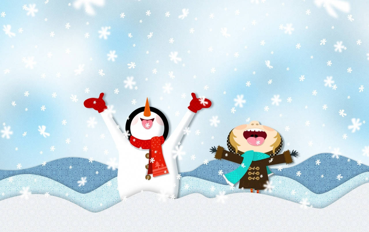Happy Snowman Funny Christmas Background