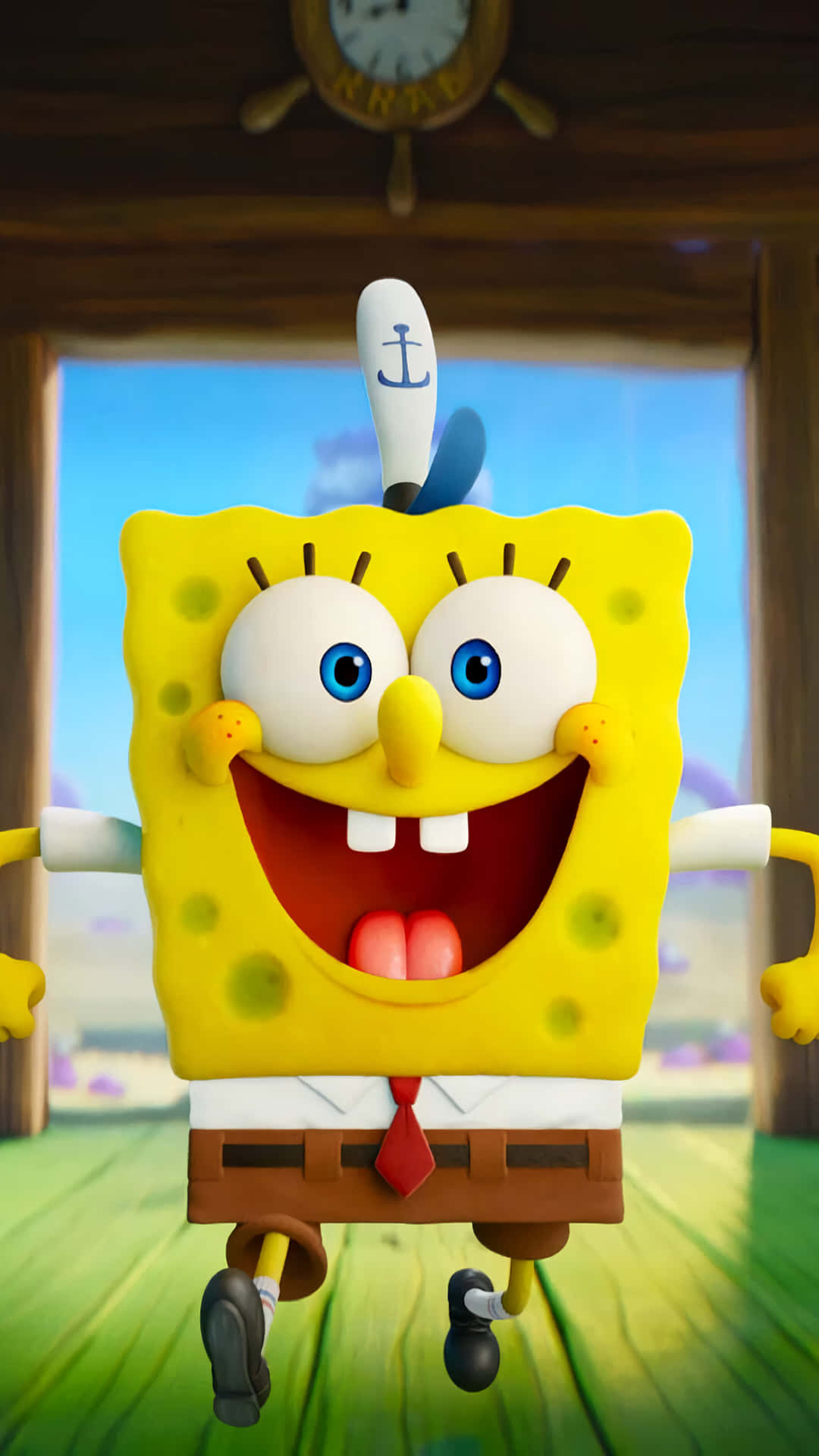 Happy Sponge Bob Jumping Background
