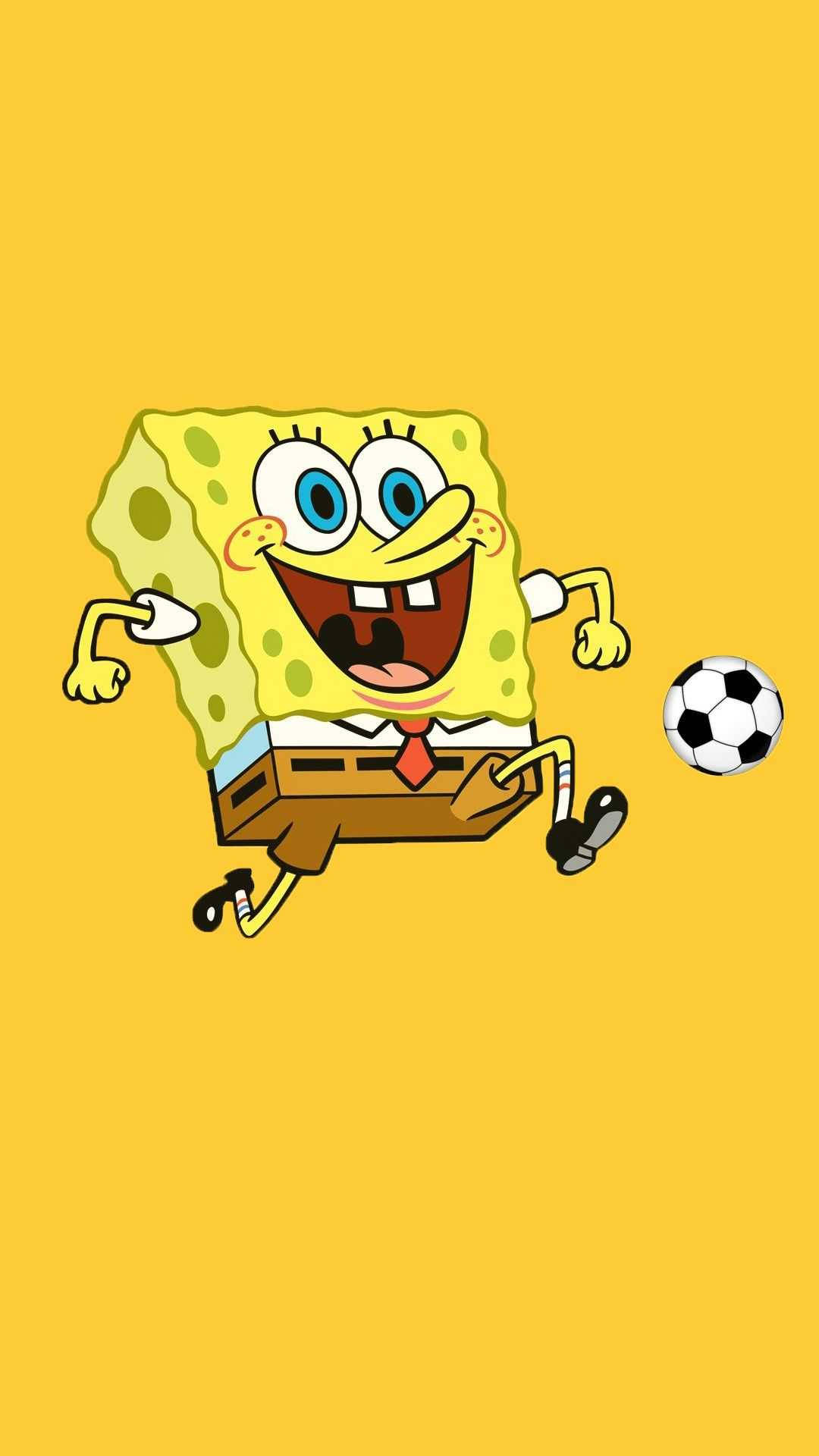 Happy Spongebob Cool Football Sport Background