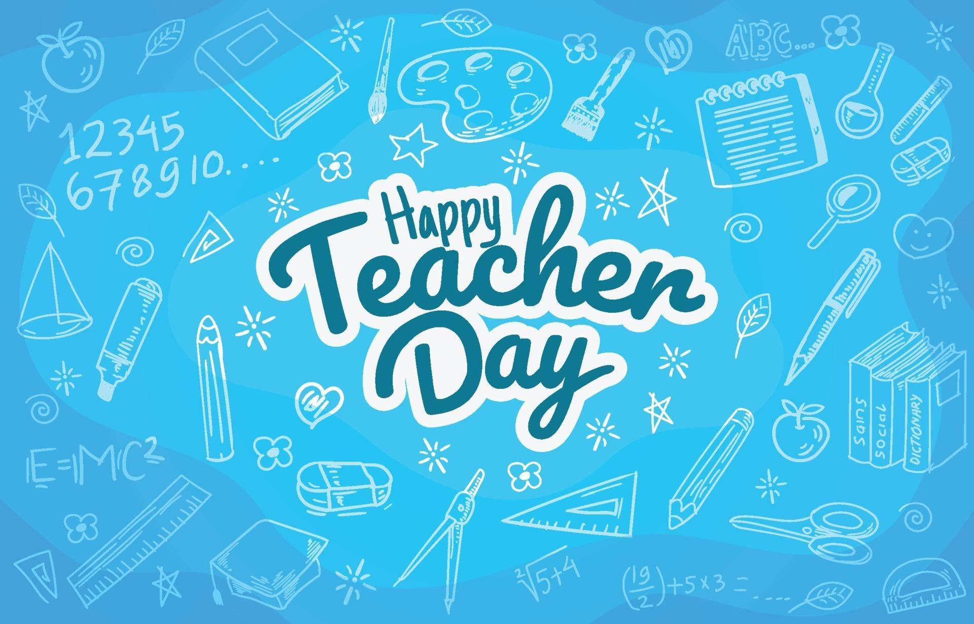 Happy Teachers' Day Blue Pattern Background