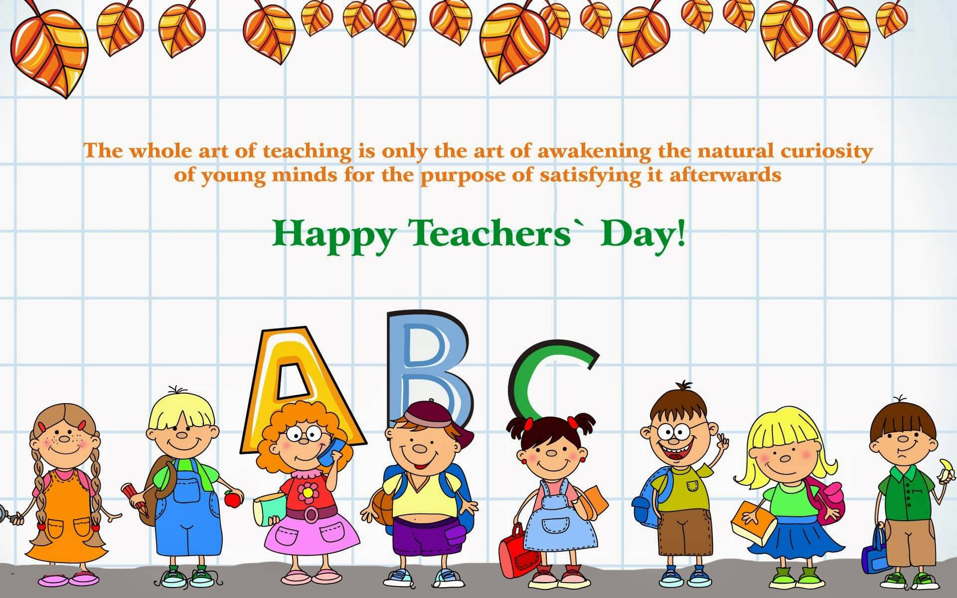 Happy Teachers' Day Cartoon Pupils Background