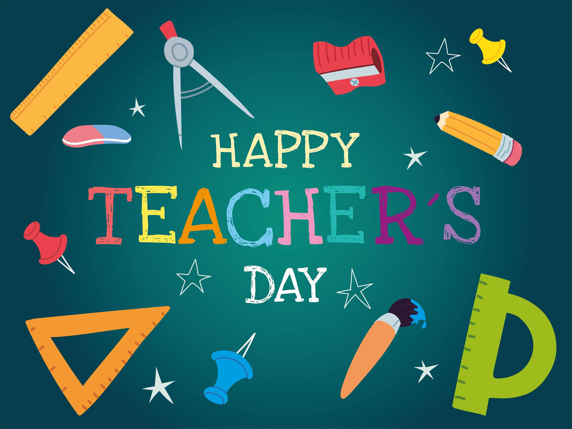 Happy Teachers' Day School Icons Background