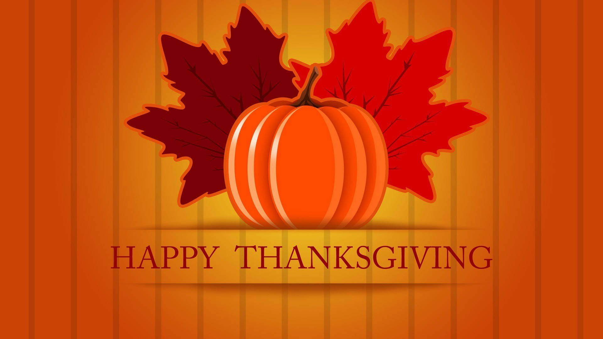 Happy Thanksgiving Day Pumpkin Maple Leaves Background