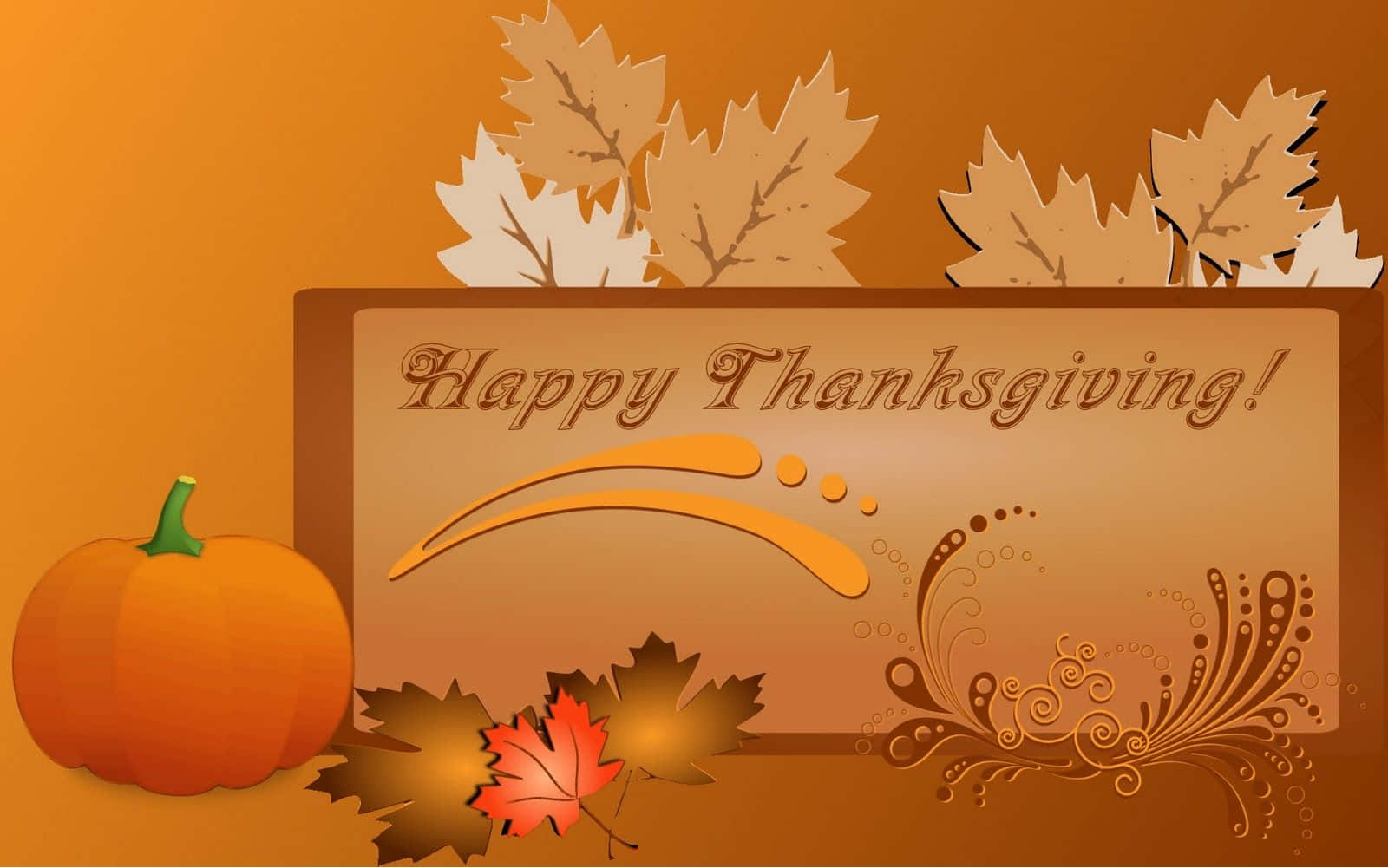 Happy Thanksgiving Greeting Card Orange Background Background