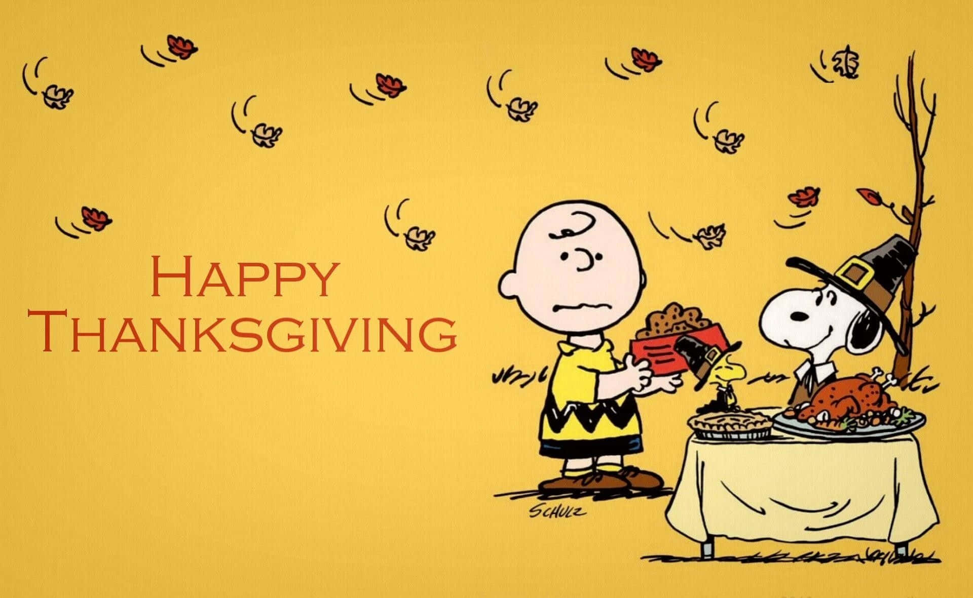 Happy Thanksgiving Snoopy And Woodstock Background