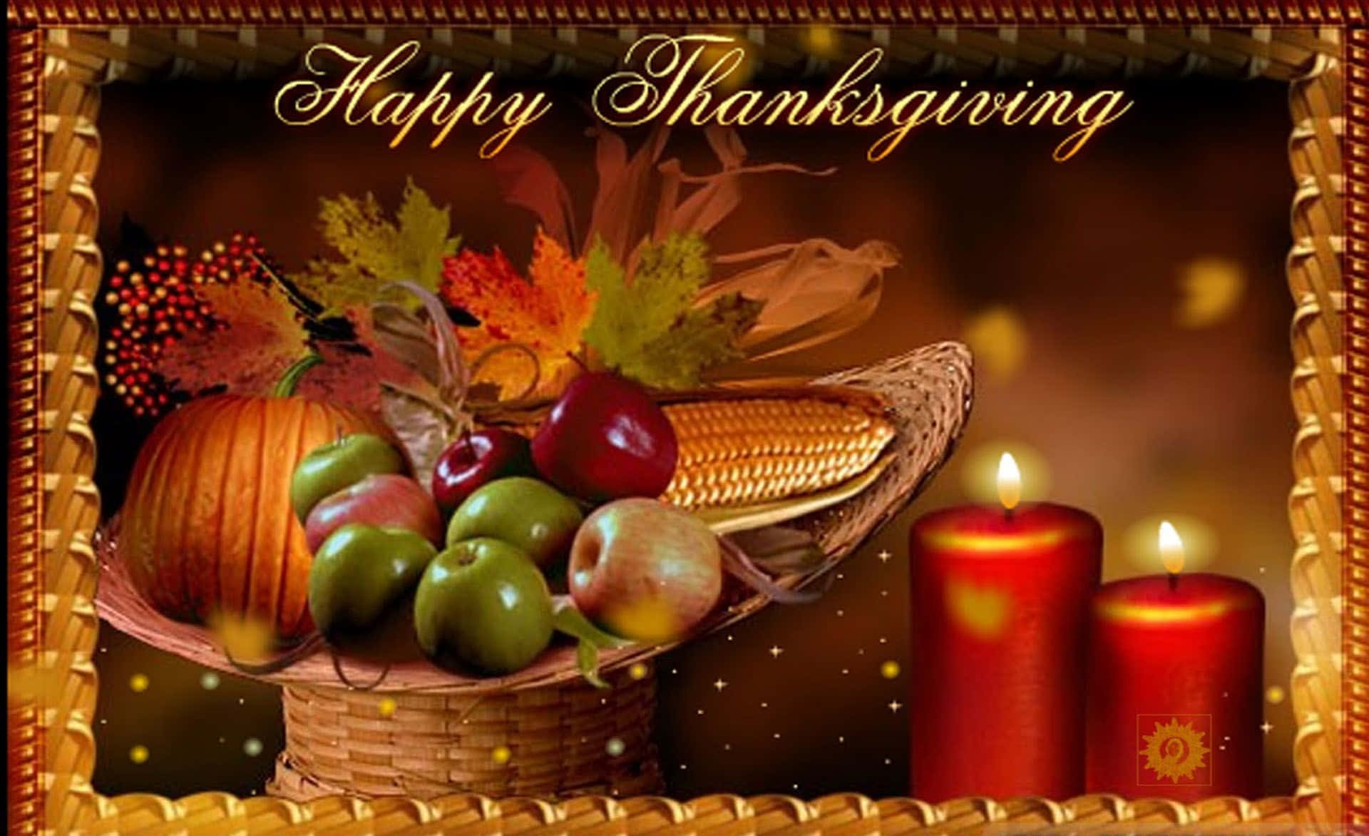 Happy Thanksgiving Wicker Basket Seasonal Harvest