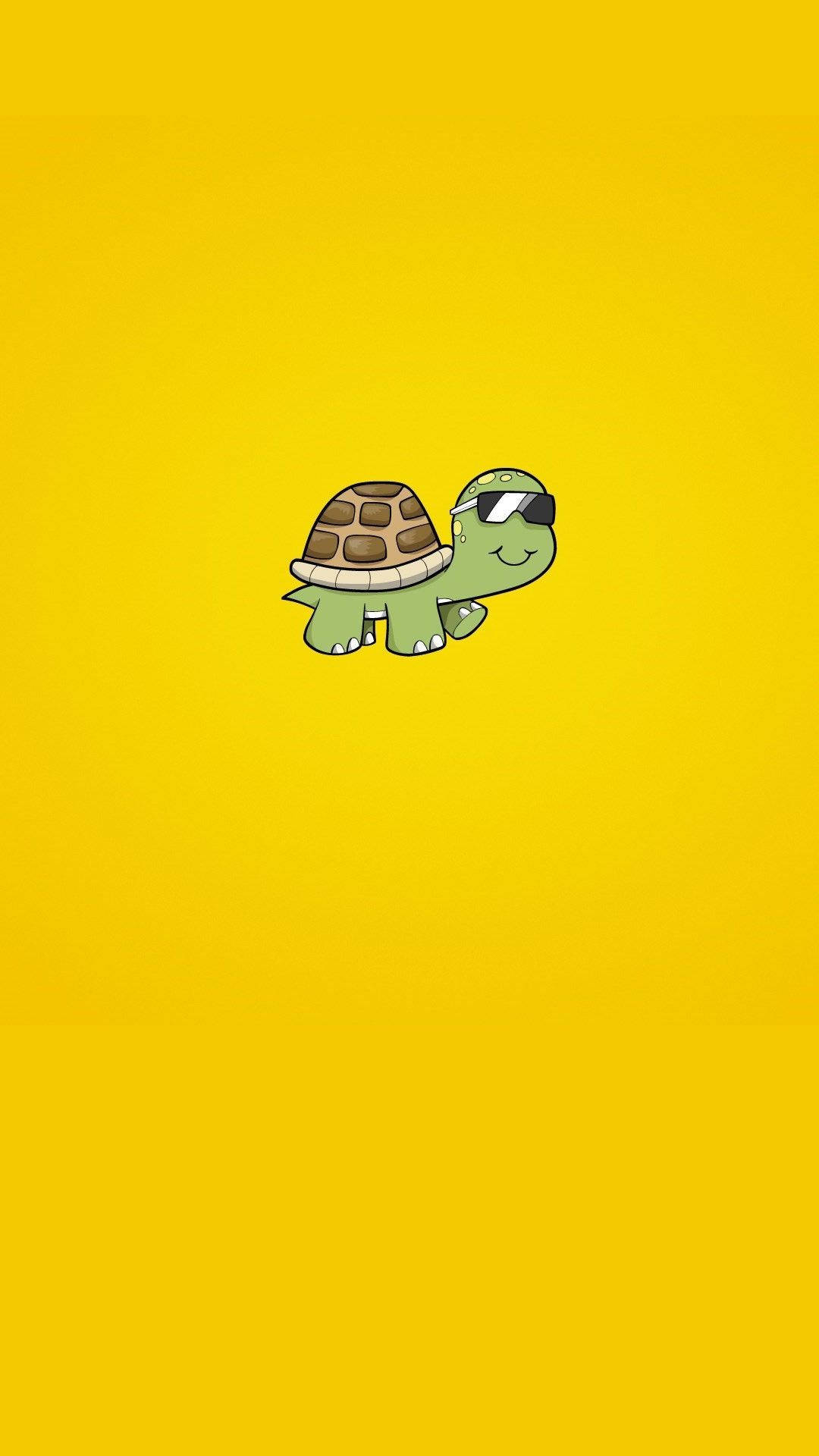 Happy Turtle In Cute Yellow Background Background