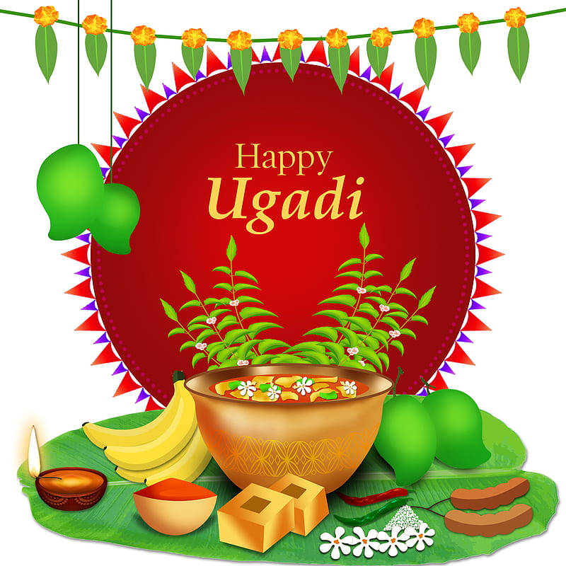 Happy Ugadi Gudi Padwa Red Banner