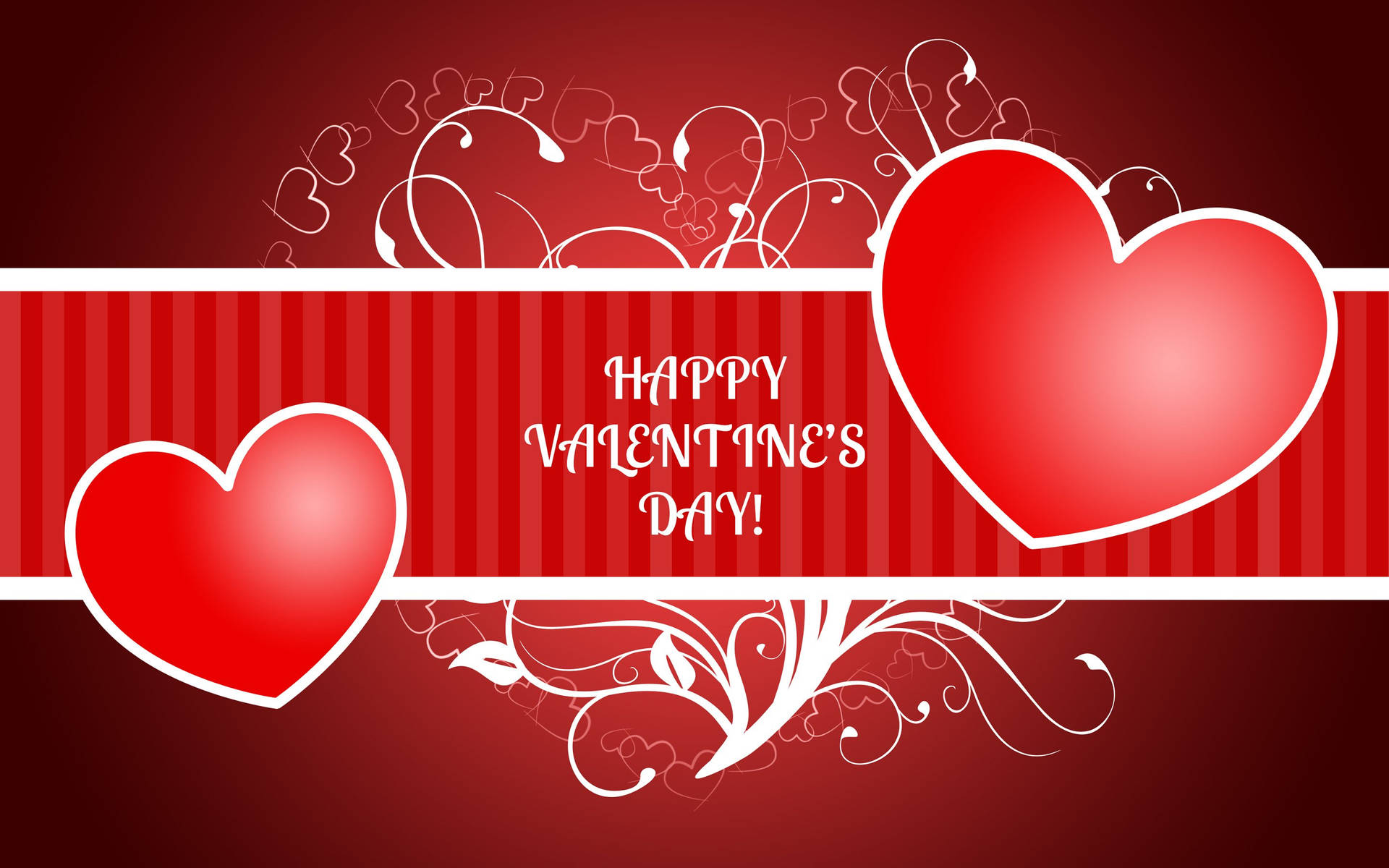 Happy Valentine's Day With Two Red Hearts Background