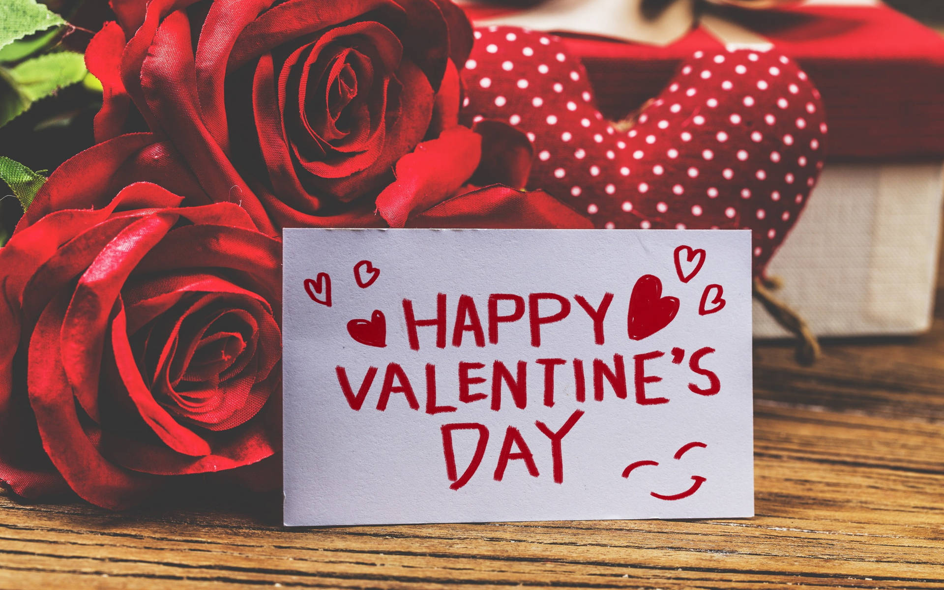 Happy Valentine’s Day Card With Roses Background