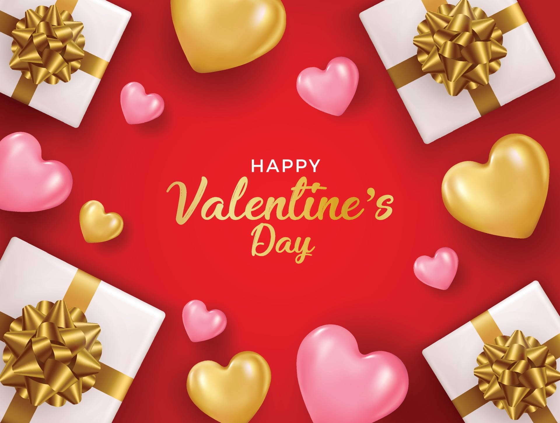 Happy Valentine’s Day Gold Gifts Background