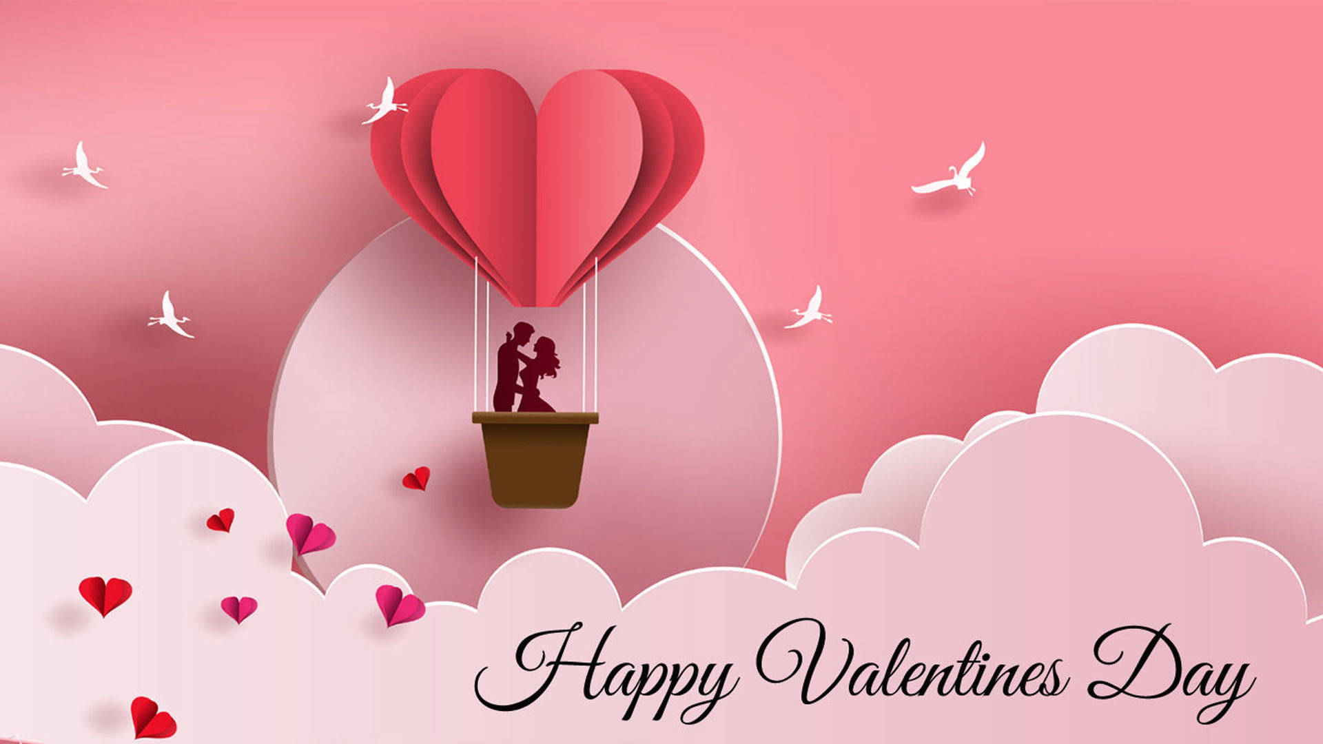 Happy Valentine’s Day Hot Air Balloon Background