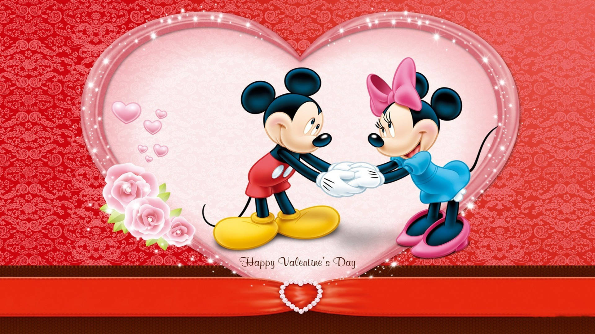 Happy Valentine’s Day Mickey And Minnie Background