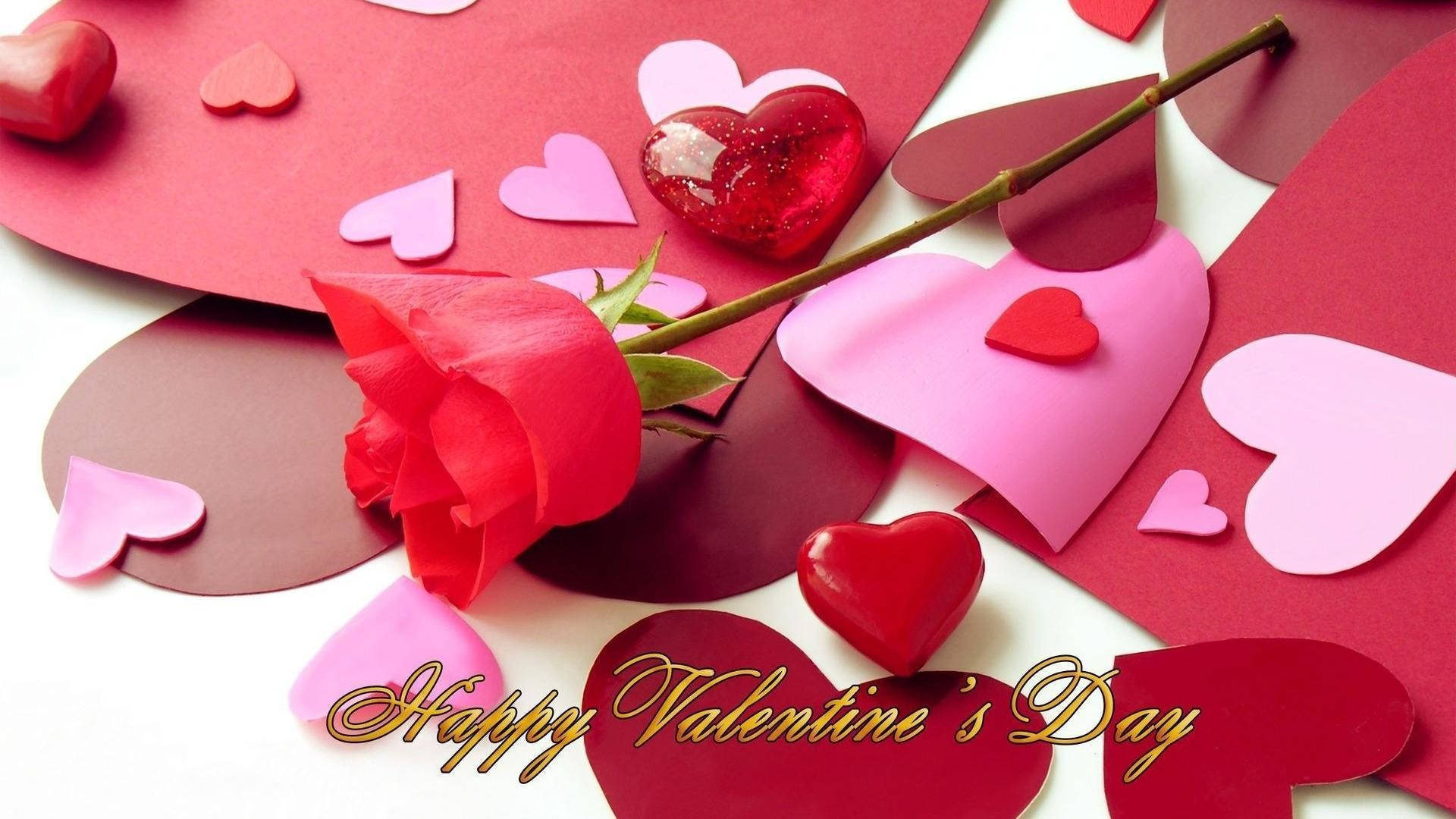 Happy Valentine’s Day Paper Hearts Background