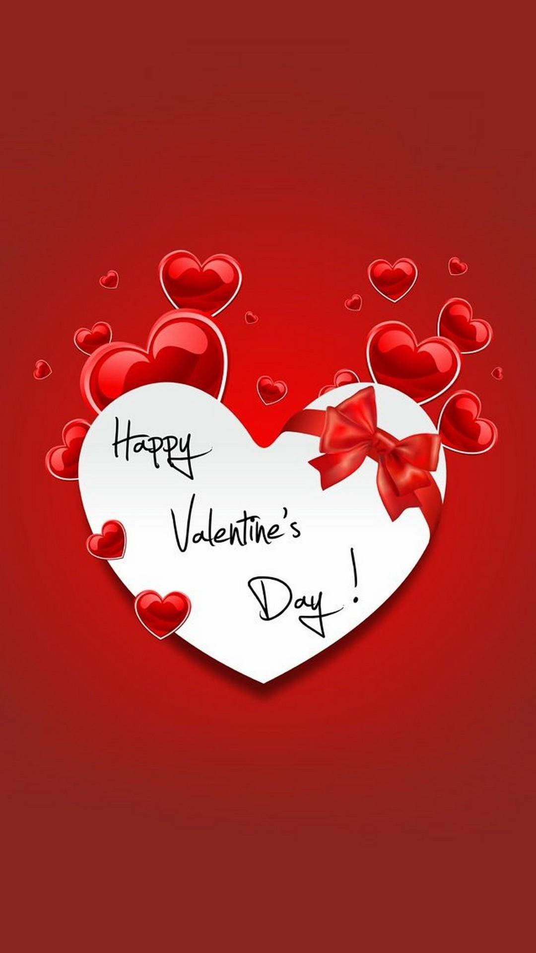 Happy Valentine’s Day Ribbon Heart Background