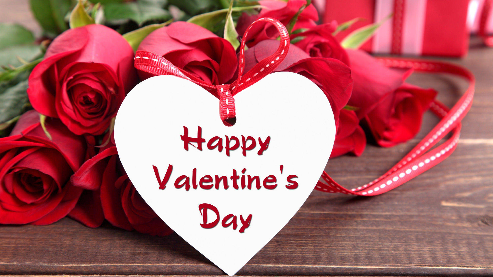 Happy Valentine’s Day Roses And Greeting Card Background