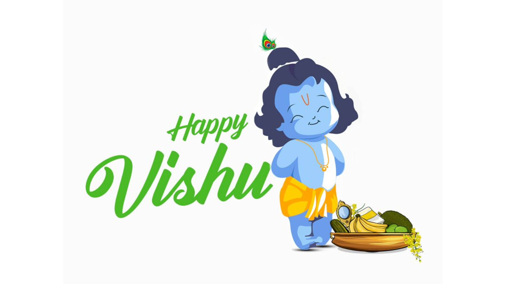 Happy Vishu Greeting Cute Digital Artwork Background