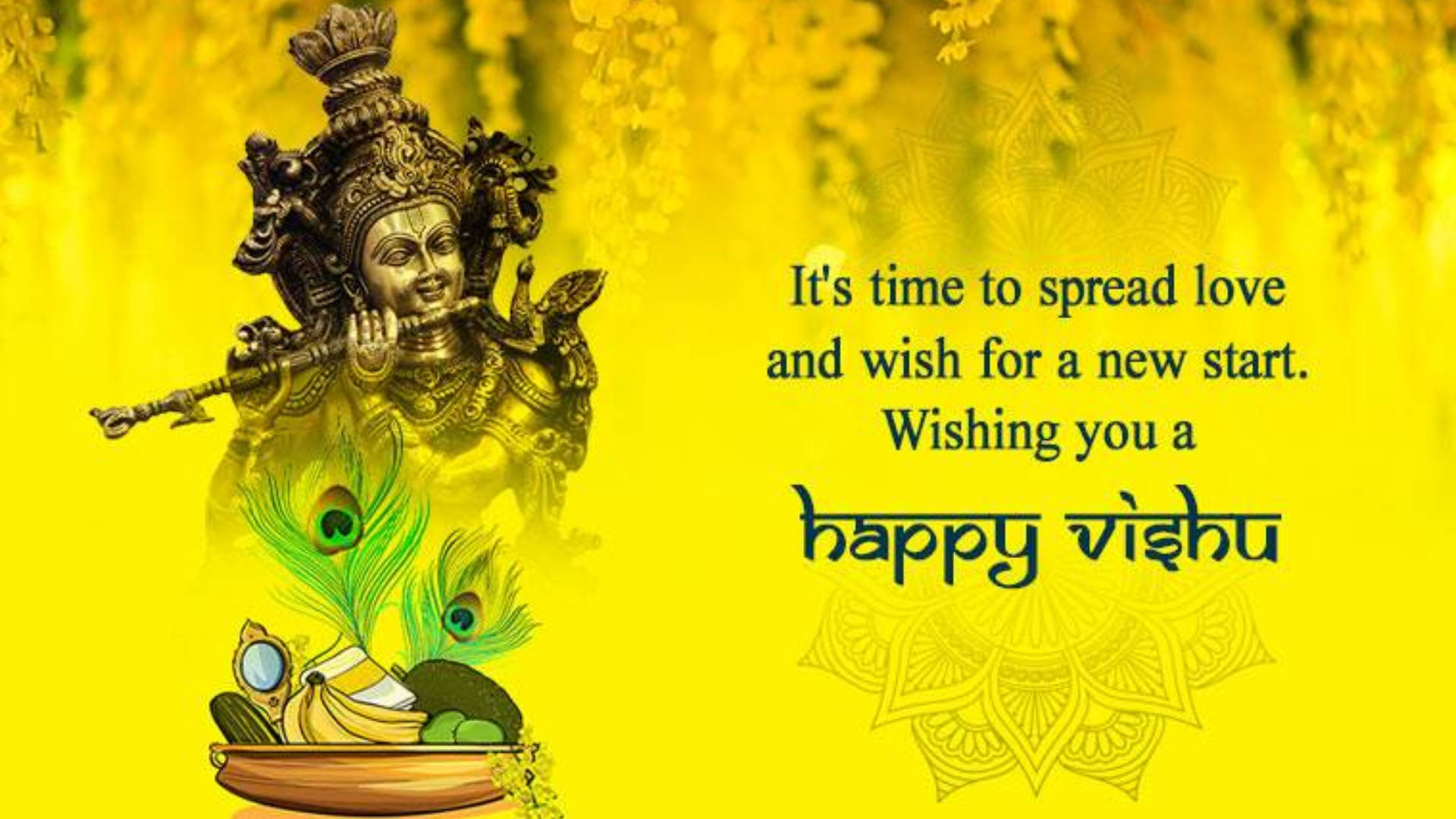 Happy Vishu Kanni Statue Spread Love Background