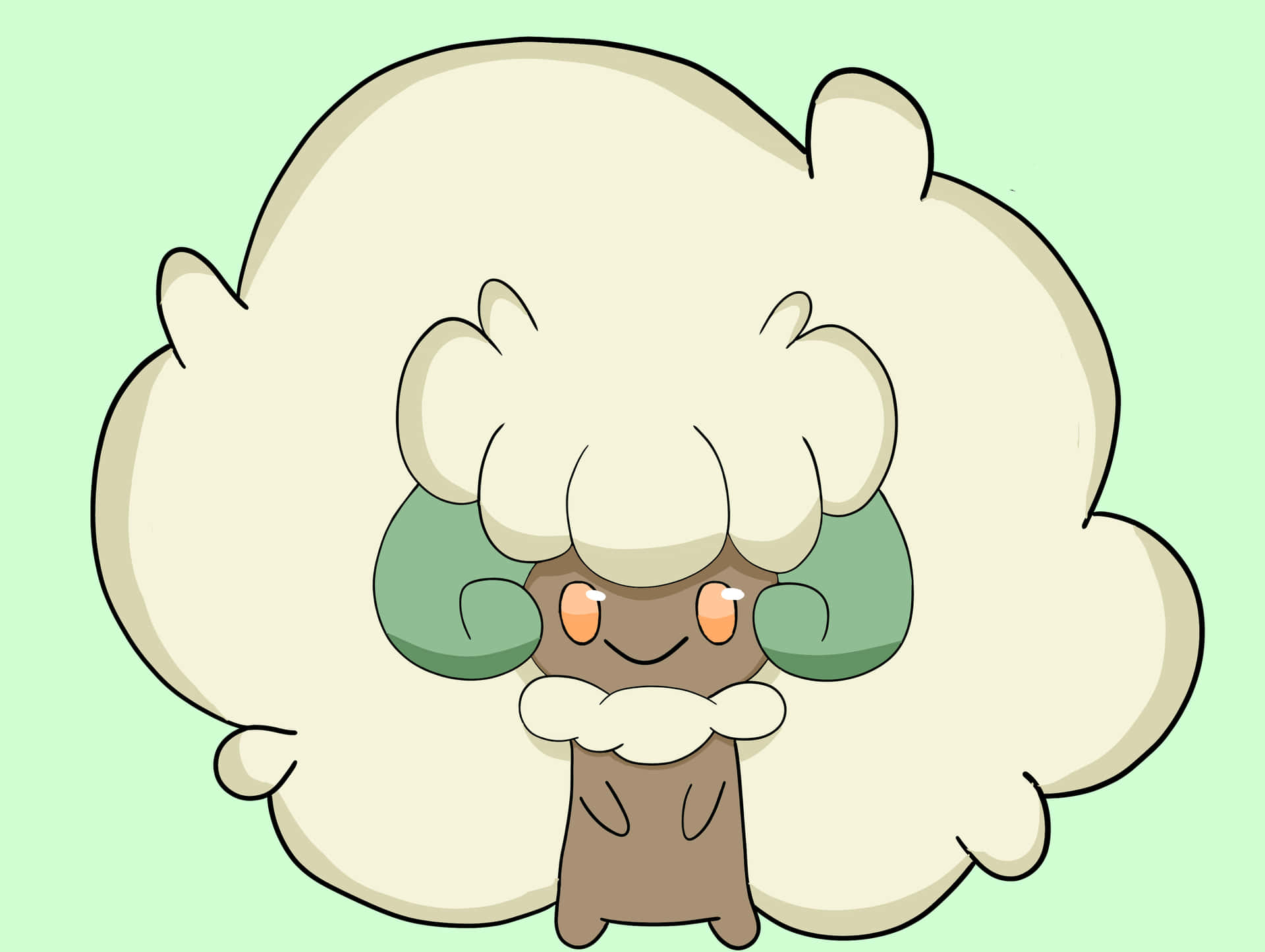 Happy Whimsicott Green Background Background