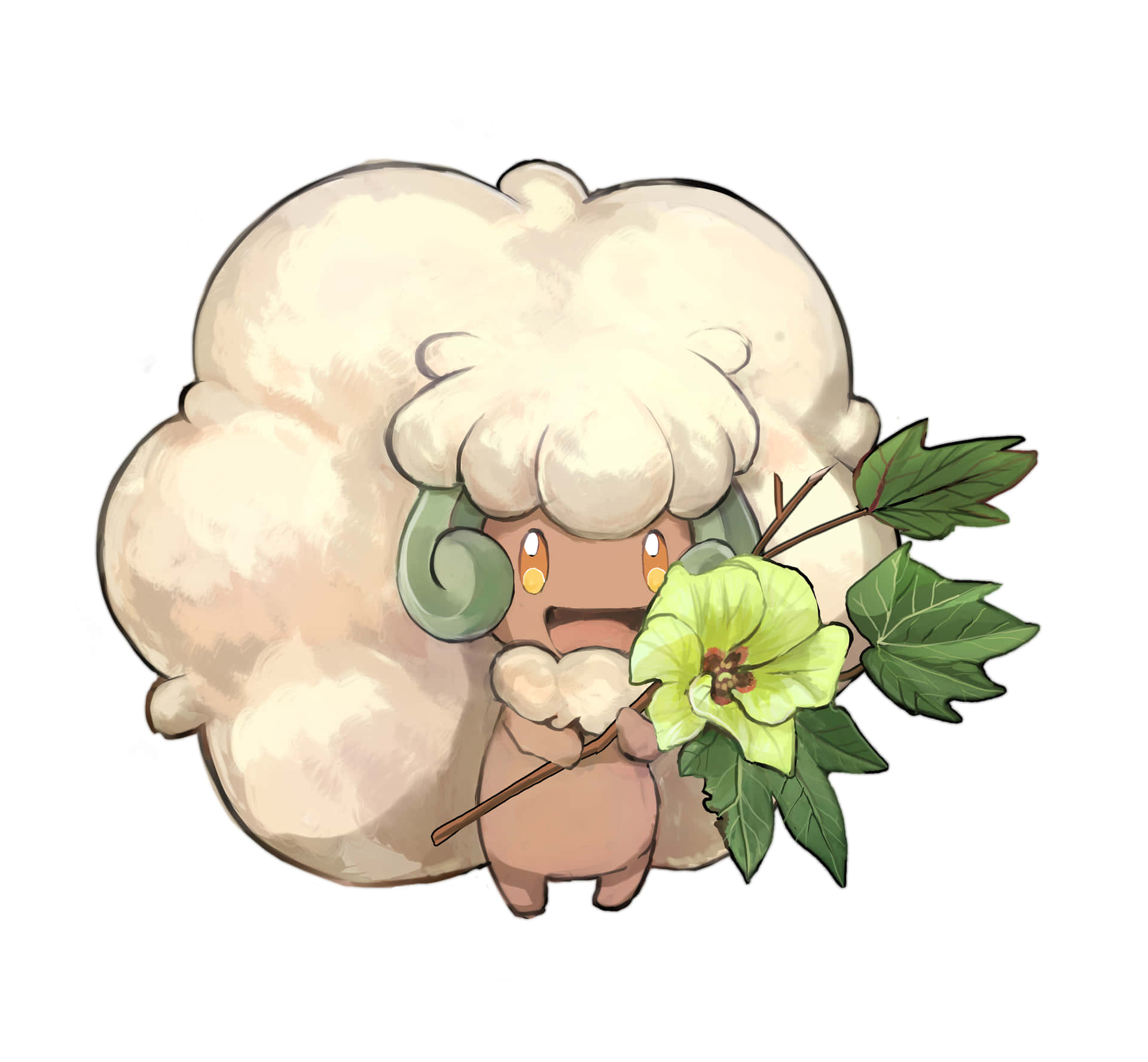 Happy Whimsicott Holding Green Flower