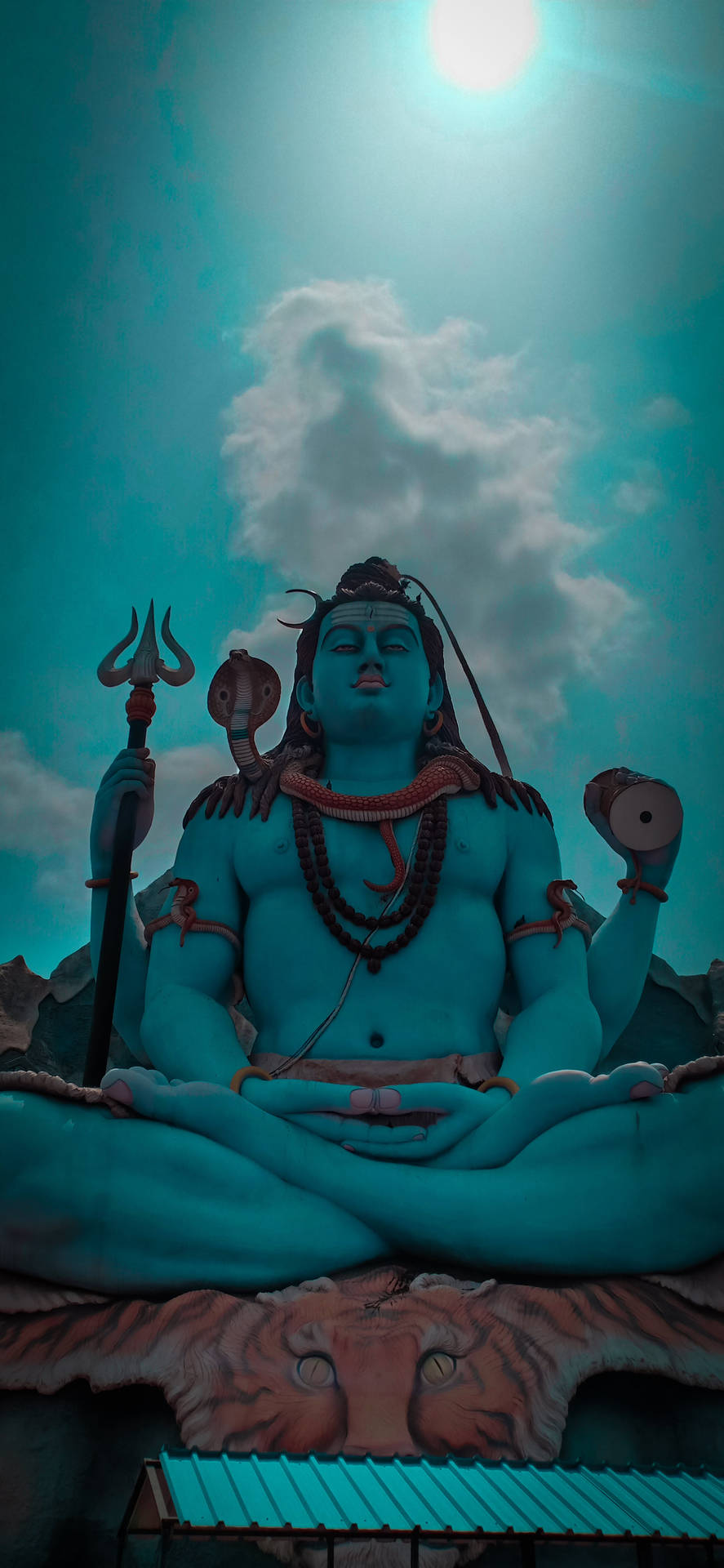 Har Har Mahadev Blue Statue Background
