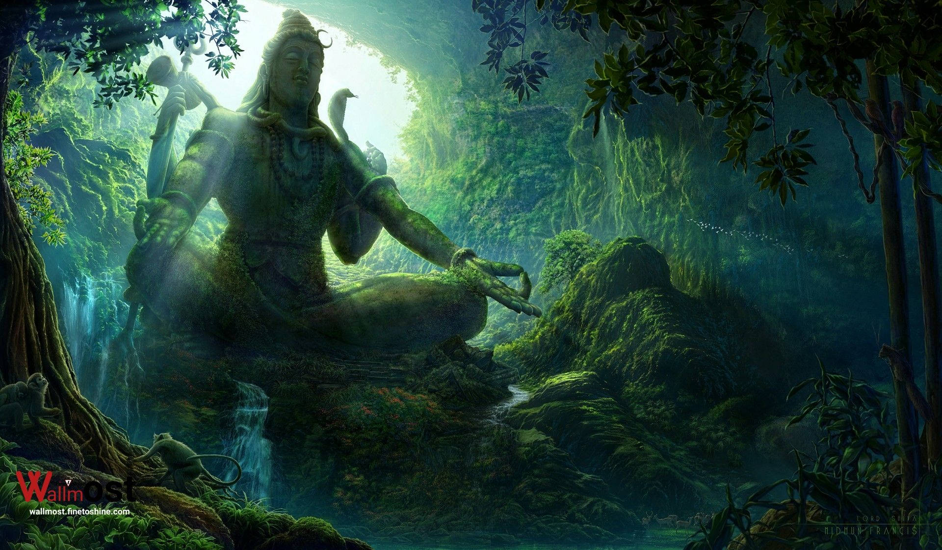 Har Har Mahadev Forest Statue Background