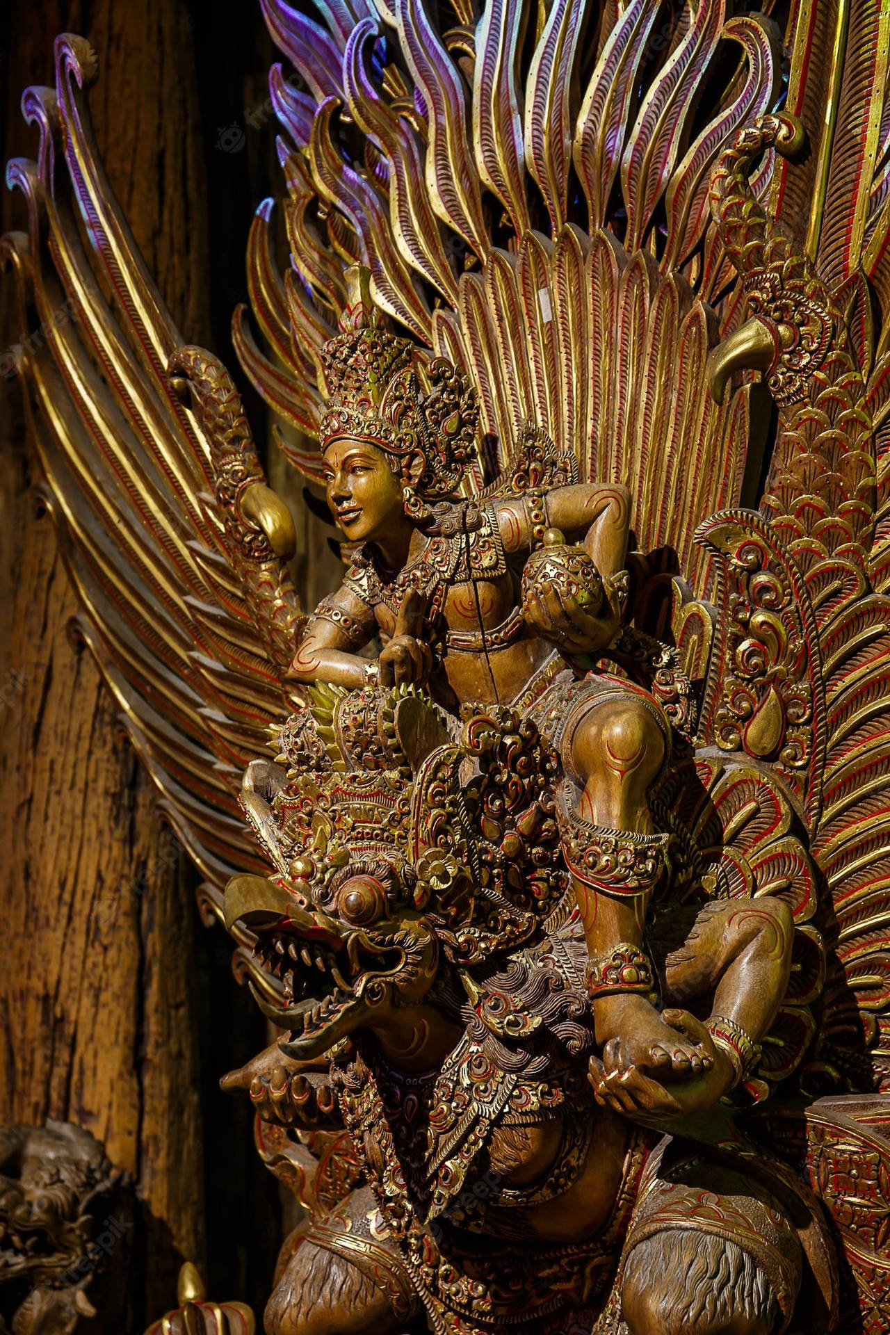 Hardcarved Wooden Garuda Statue