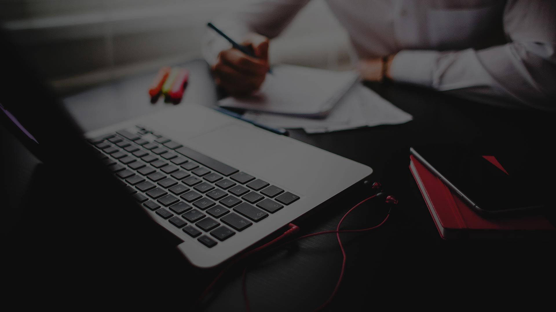 Hardworking Man Writing On Office Desk