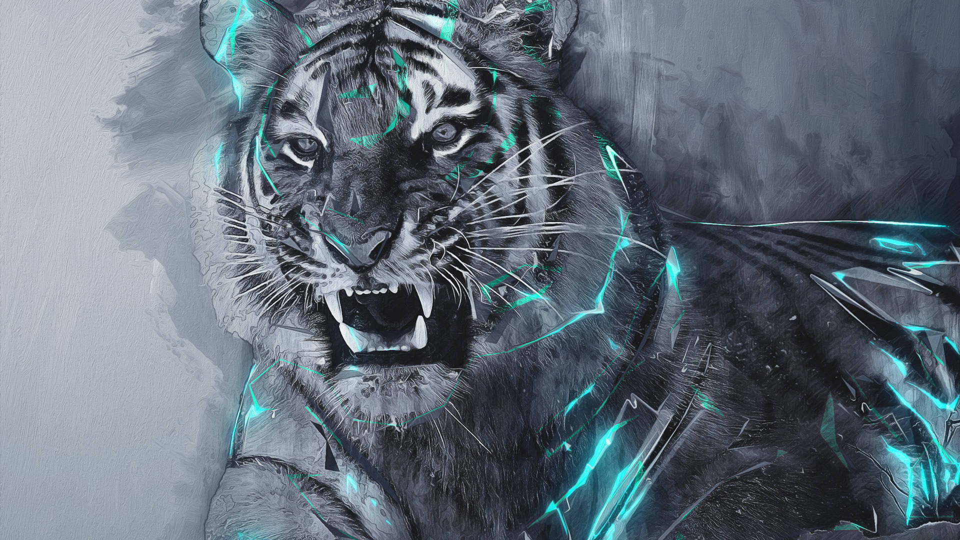 Harimau With Neon Outlines