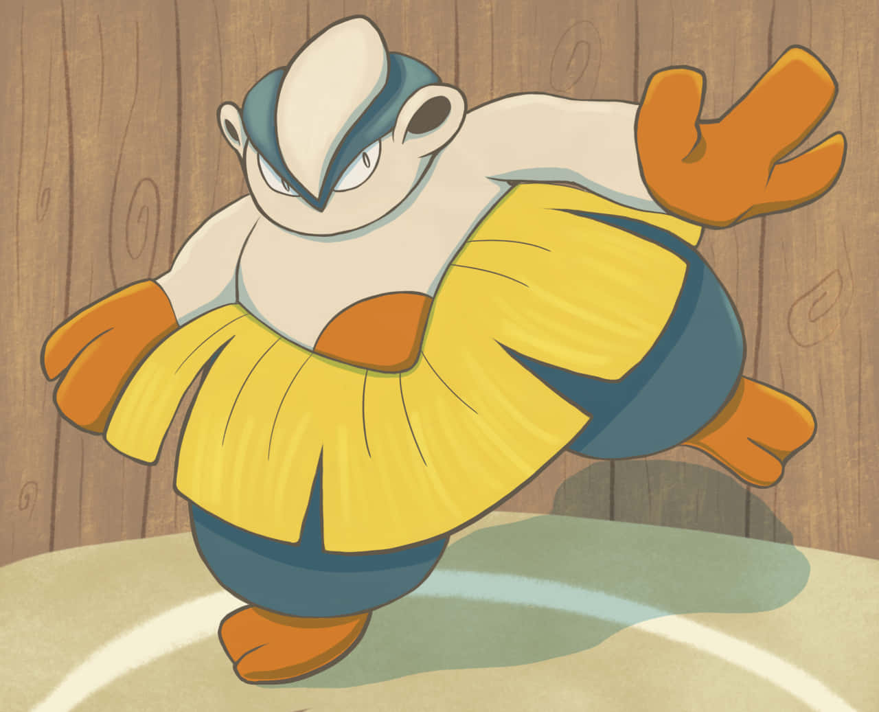 Hariyama Jumping With One Foot Background
