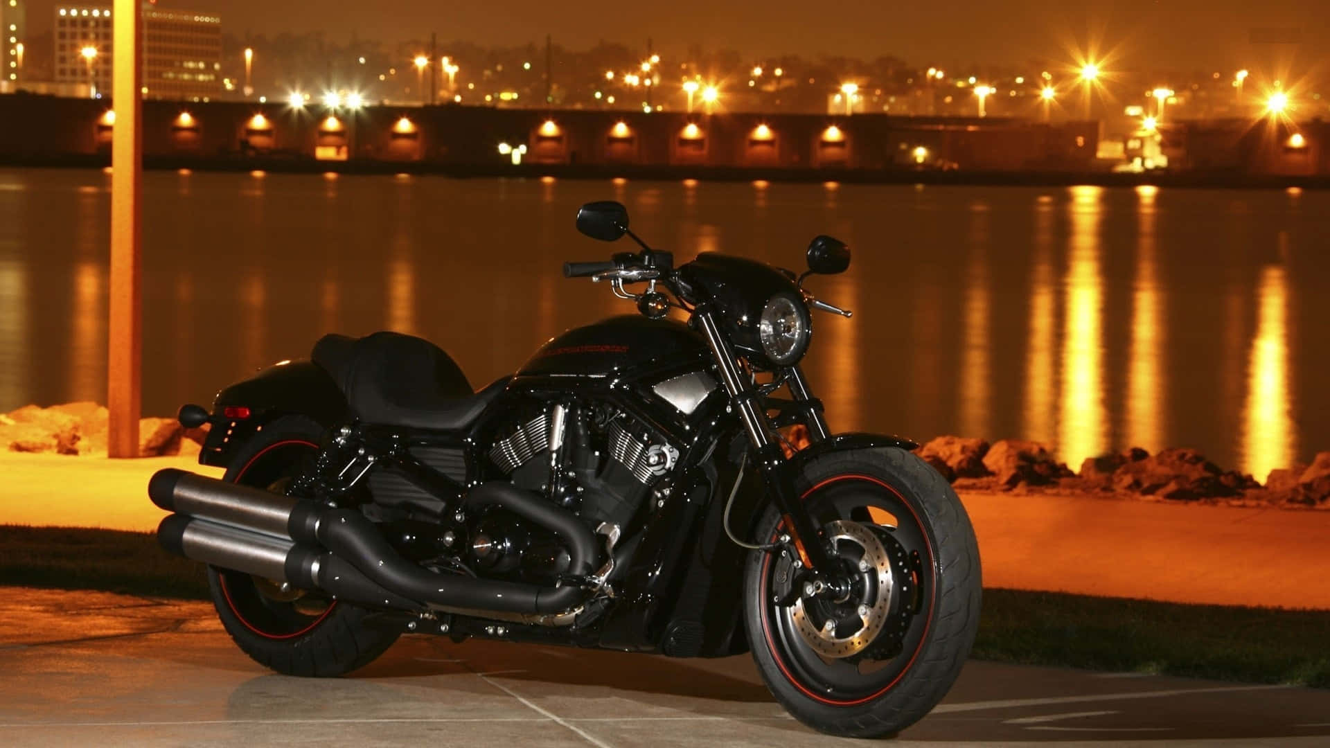 Harley Davidson Hd At Night Background