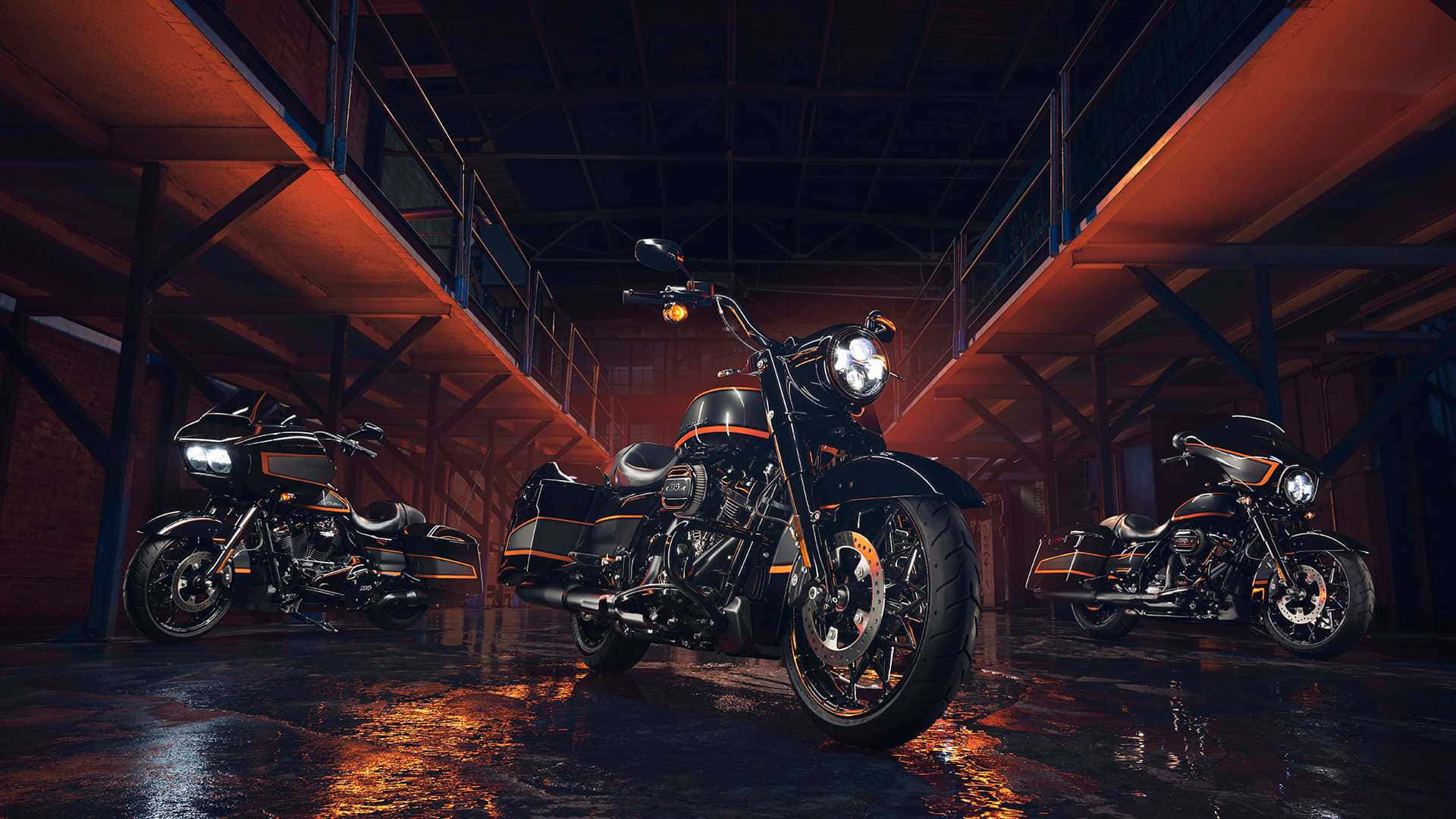 Harley Davidson Hd In The Warehouse Background