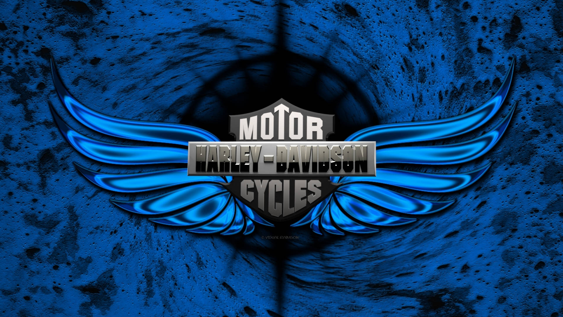 Harley Davidson Logo Blue Wings Background