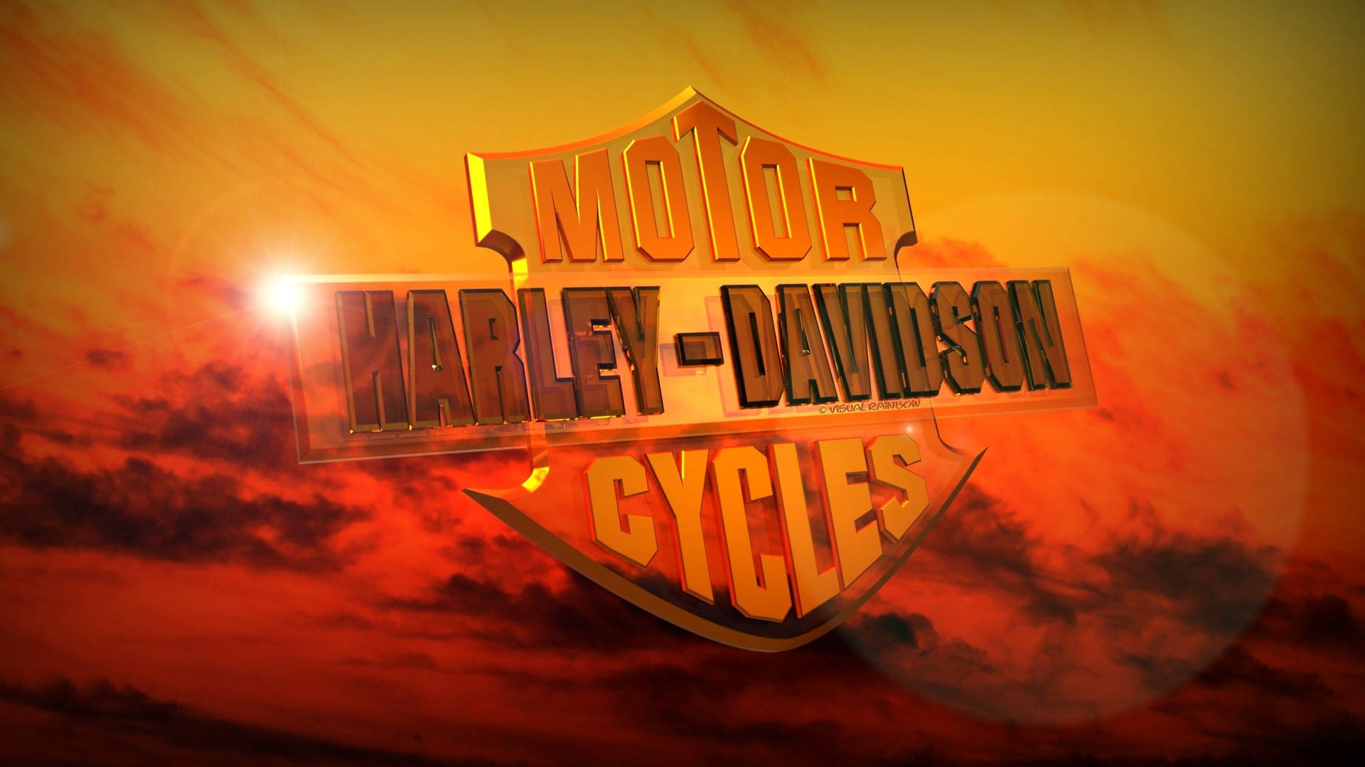Harley Davidson Logo Sunset Art Background