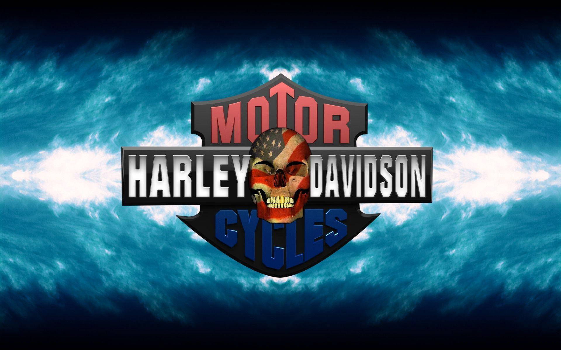 Harley Davidson Logo Usa Flag Skull Background