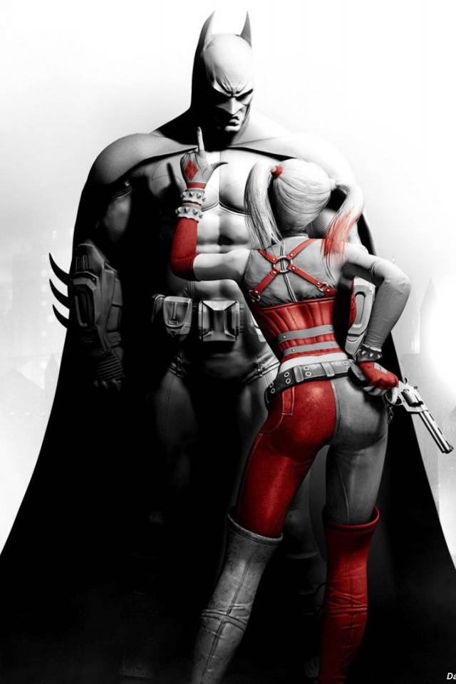 Harley Quinn And Batman Arkham City Iphone Background