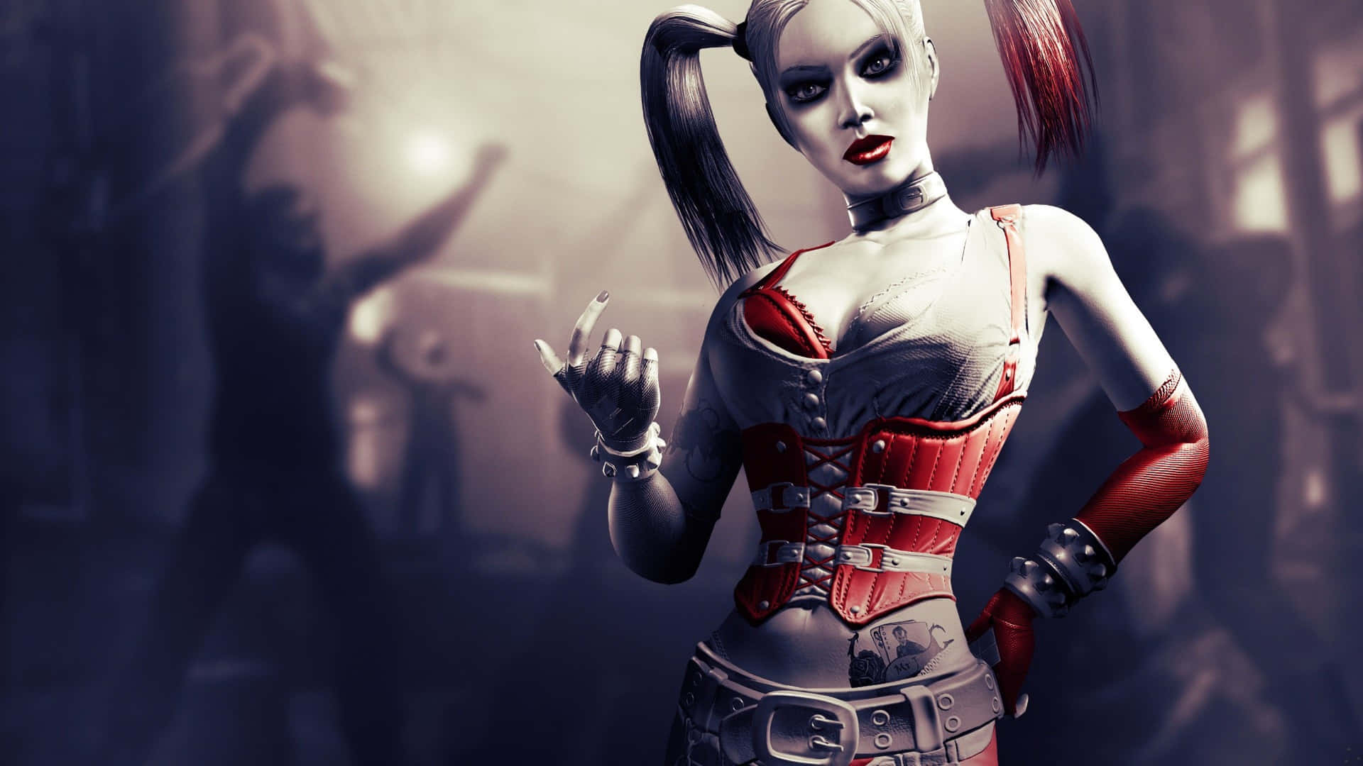 Harley Quinn Arkham City Pose Background