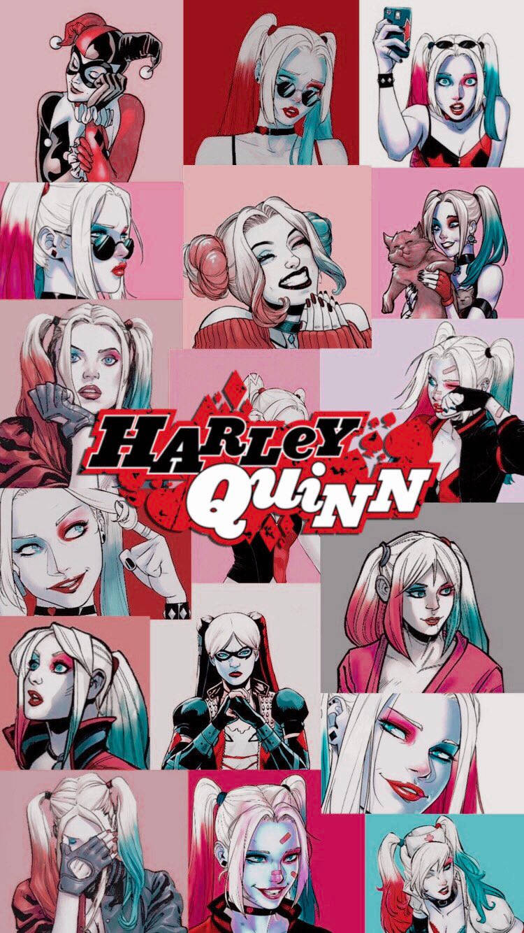 Harley Quinn Phone Comic Collage Background
