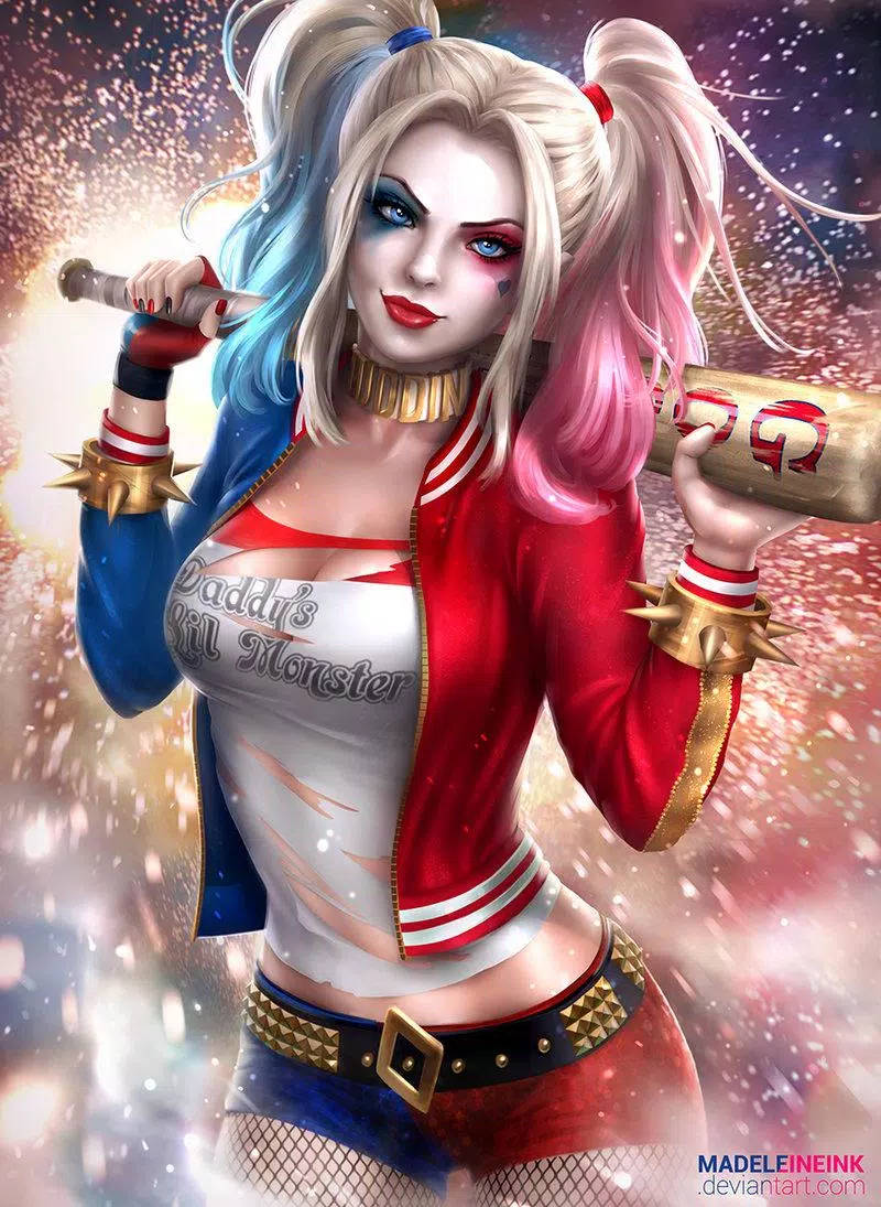 Harley Quinn Phone Fireworks Background