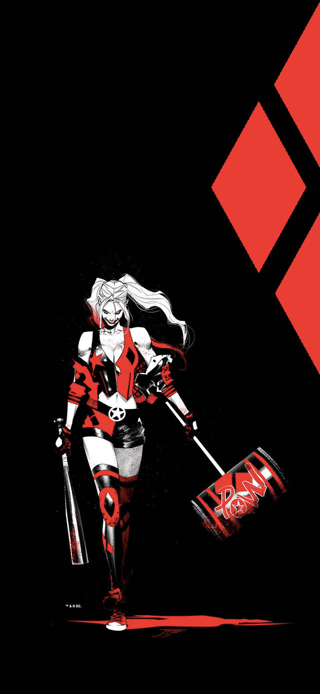 Harley Quinn Phone Mallet And Bat Background
