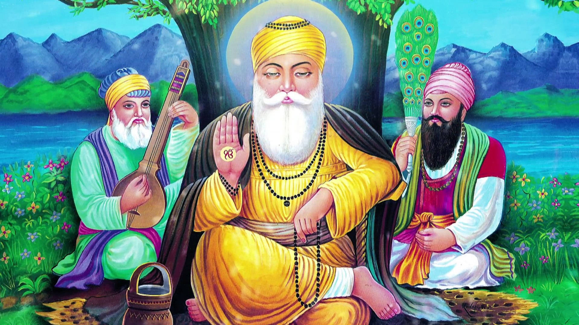 Harmonious Discourse: Guru Ji Enlightening Two Followers Background