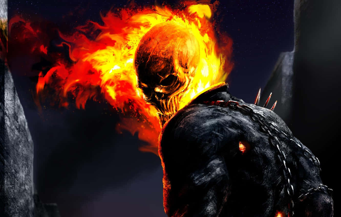 Harness The Blazing Power Of The Flaming Skull Background