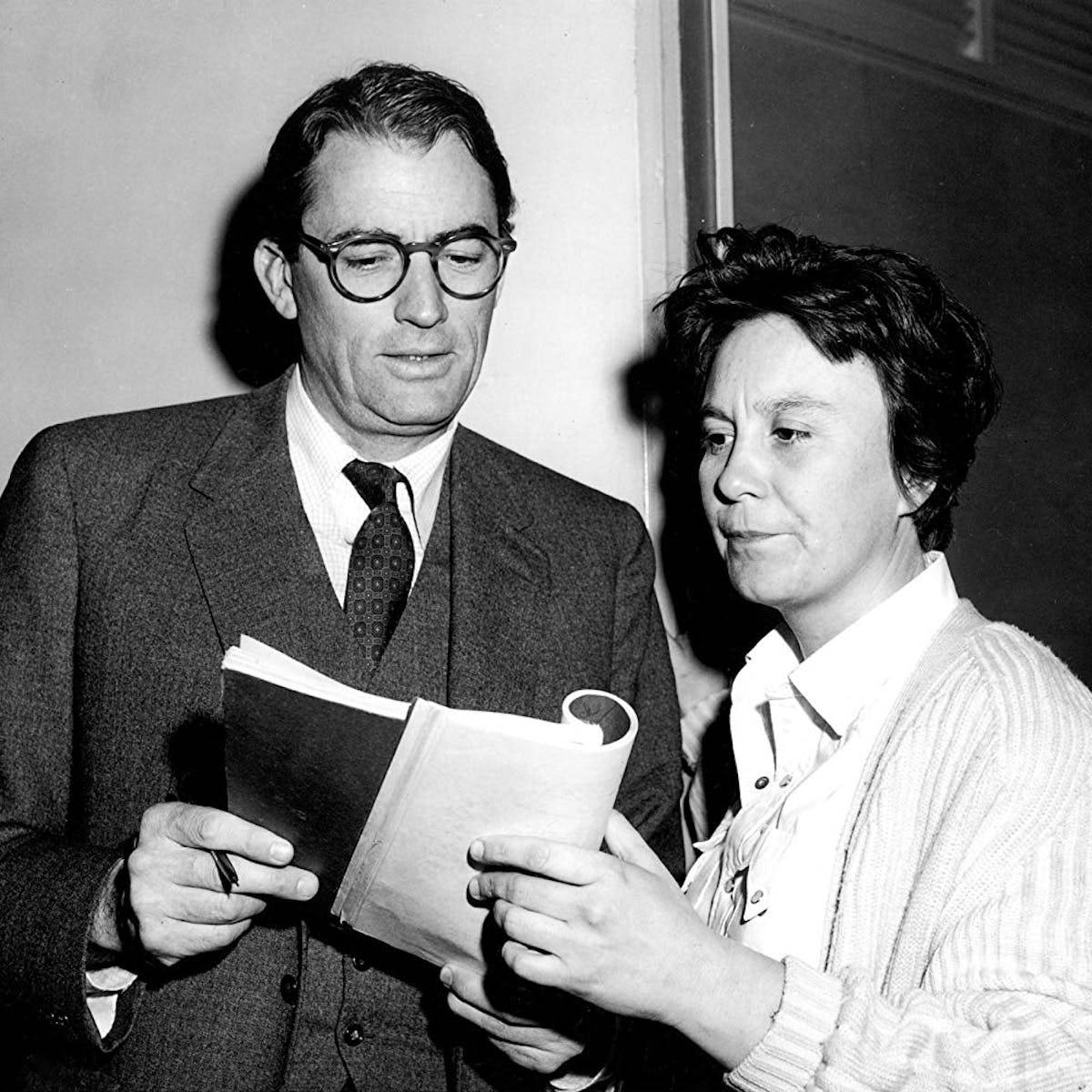 Harper Lee And Gregory Peck On The Set Of To Kill A Mockingbird. Background