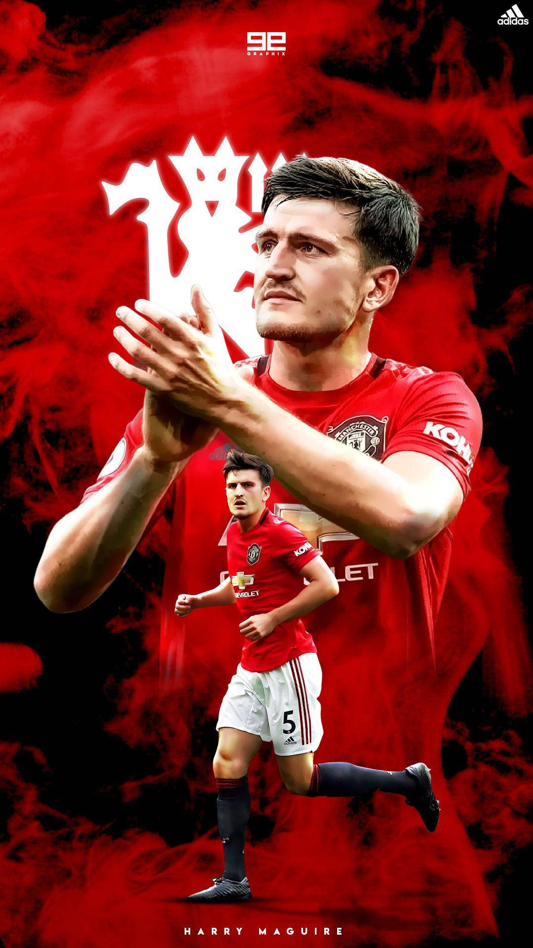 Harry Maguire Clapping With Red Backdrop Background