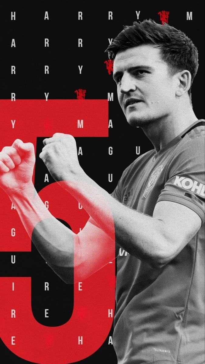 Harry Maguire With The Number 5 In Red Background