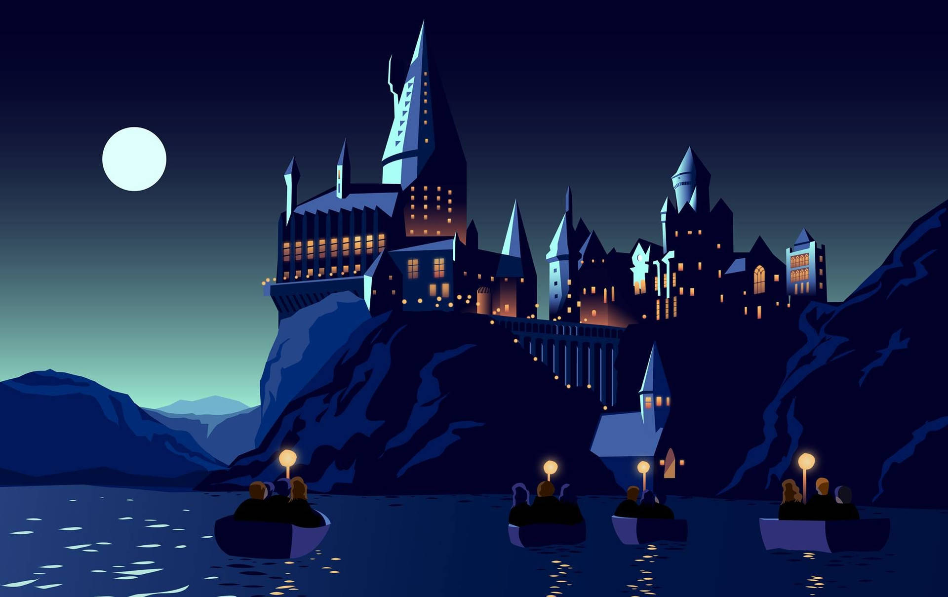 Harry Potter Aesthetic Illustrated Hogwarts Background