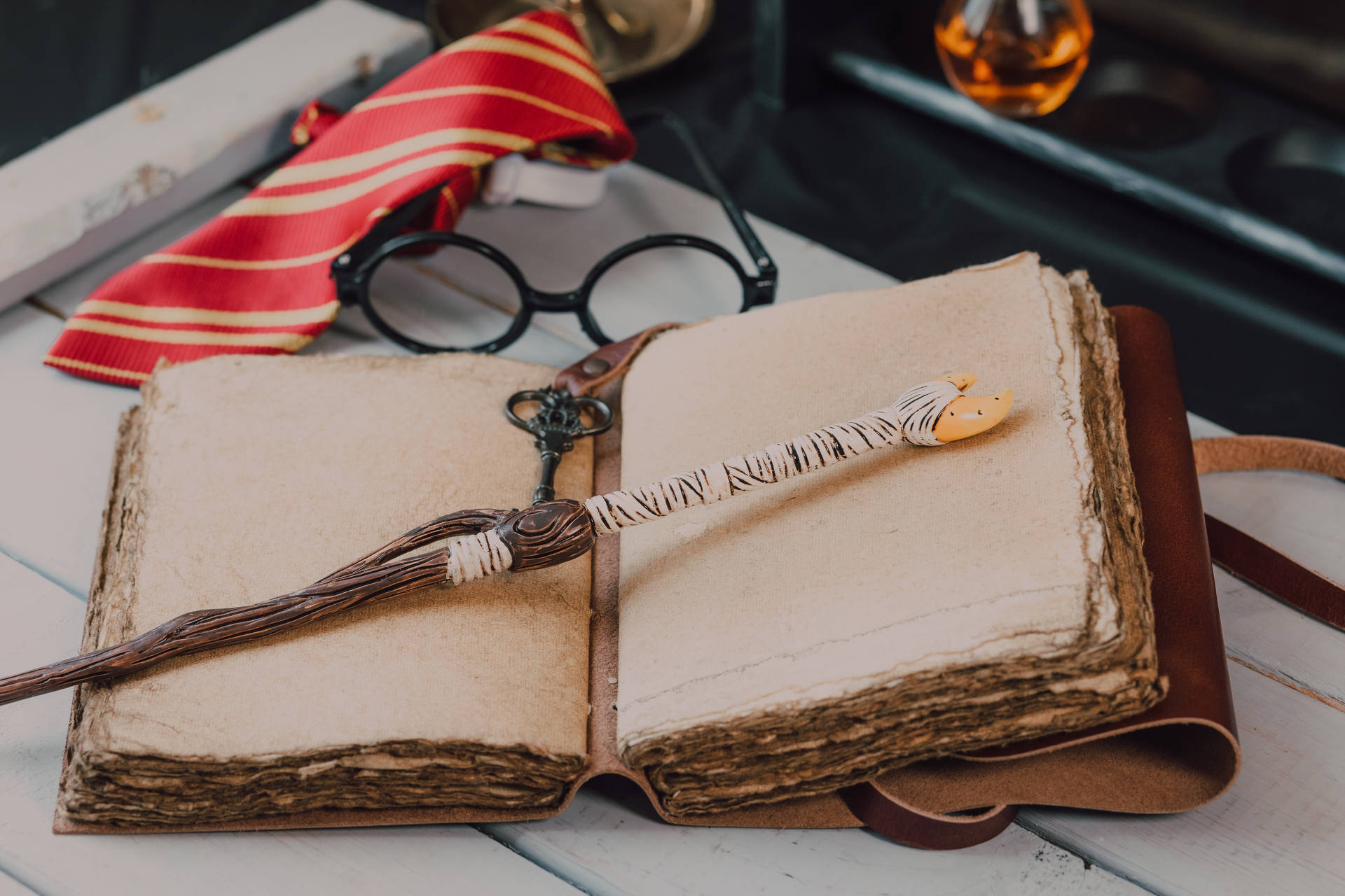 Harry Potter Aesthetic Wand And Spell Book Background