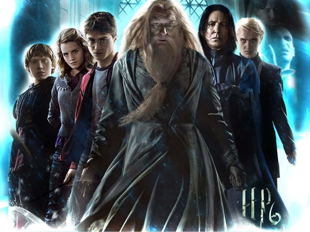 Harry Potter All Characters Glowing Blue Art Background