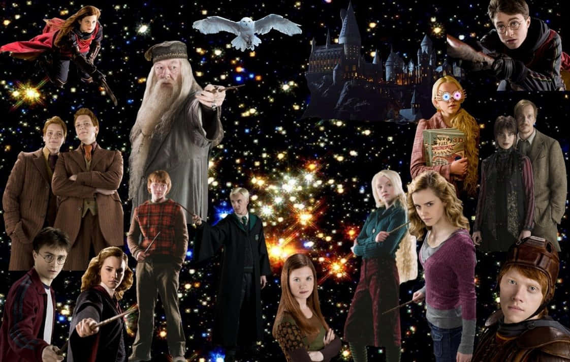 Harry Potter All Characters Sparkling Art Background